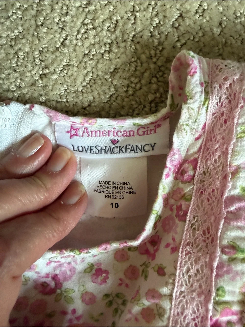 American Girl x LoveShackFancy Pink Floral Dress with Back Bow and Ruffle Trim